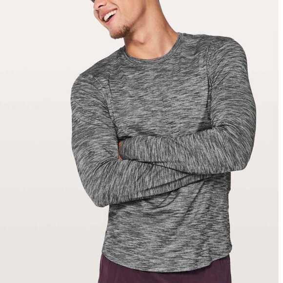 Lululemon Fresh Move Black, Gray and White Long-Sleeved Running Shirt - Picture 1 of 8
